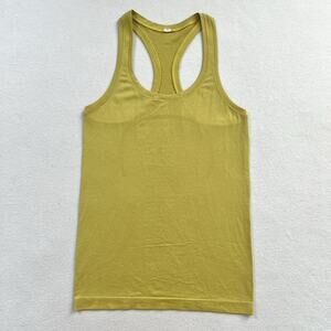 Lululemon Women Solid Yellow Pear Swiftly Tech Racerback Tank 2.0 Seamless Top 4